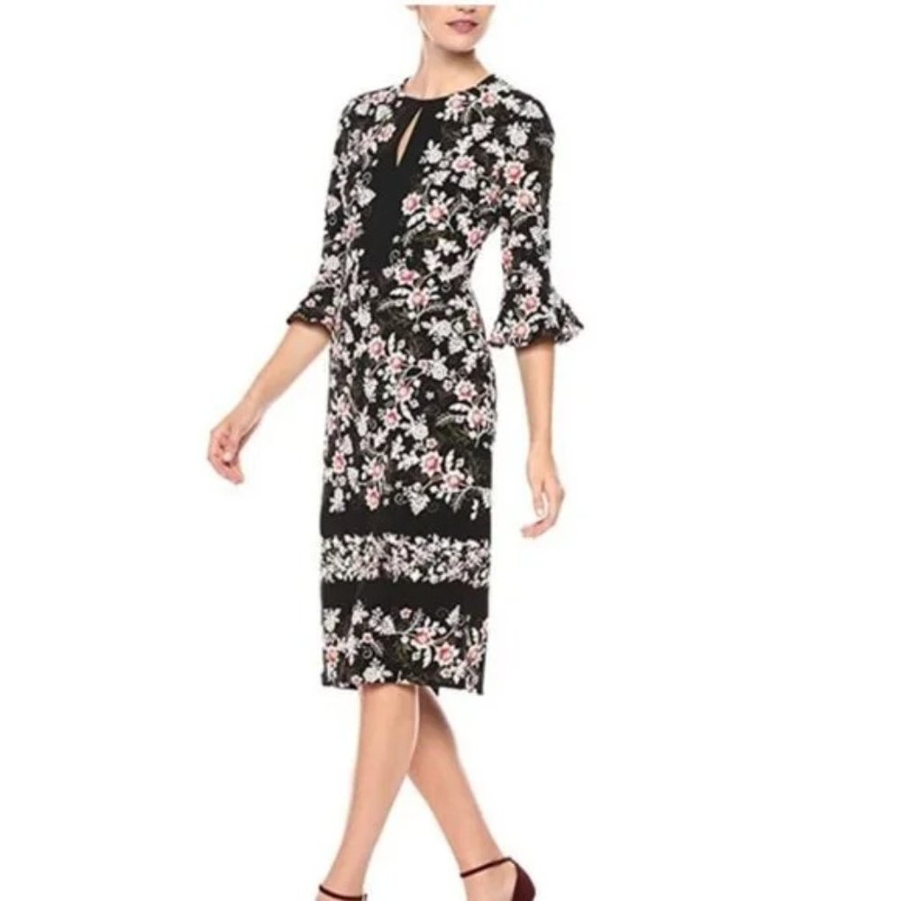 Maggy London Vine Floral Printed Scuba Crepe Petite Dress. 10P